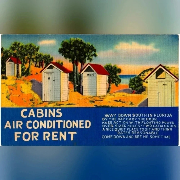 62722. CABINS AIR CONDITIONED FOR RENT - Vintage Postcard - Picture 1 of 2